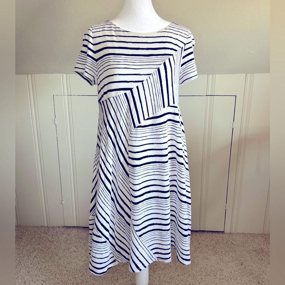 Maeve Navy and White Pattern Dress
